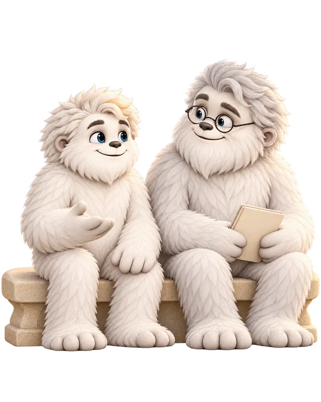 Mitey the yeti looking over to help