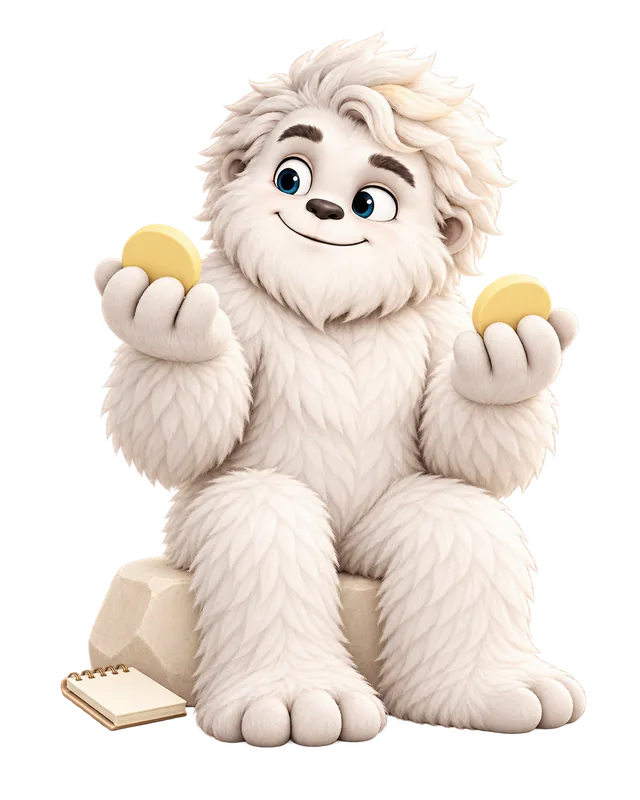 Mitey the yeti weighing savings choices
