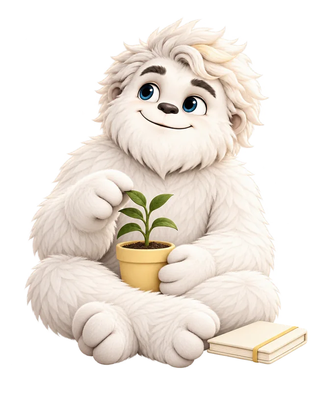 Mitey the yeti with savings growing